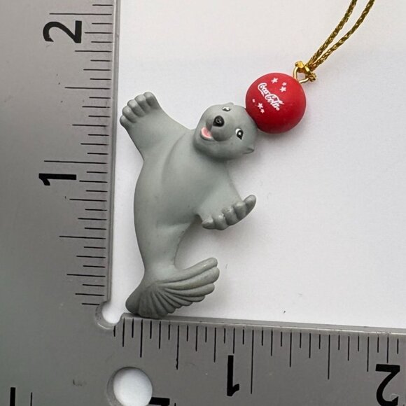 Vintage Coca-Cola Gray Seal Christmas Tree Ornament With Red Ball 1998 - Picture 3 of 6